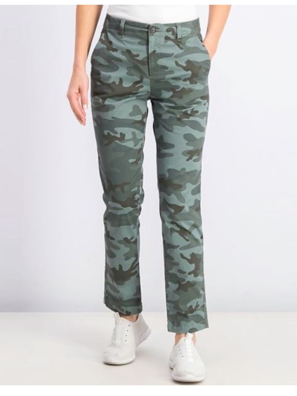 NWT GAP Girlfriend Khaki Camouflage Print Cotton Pants SZ 2 in Green Mix